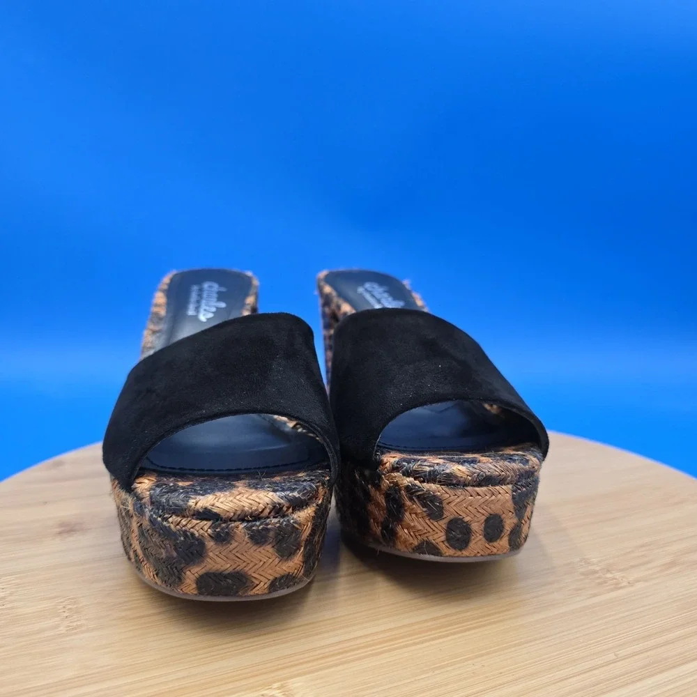 Charles By Charles David Size 6M Black Leopard‎ Myles Platform Sandal
